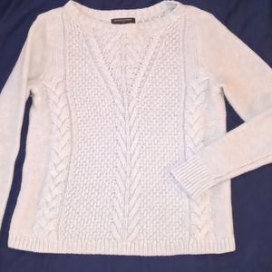 Banana Republic Heather grey braided preppy style sweater